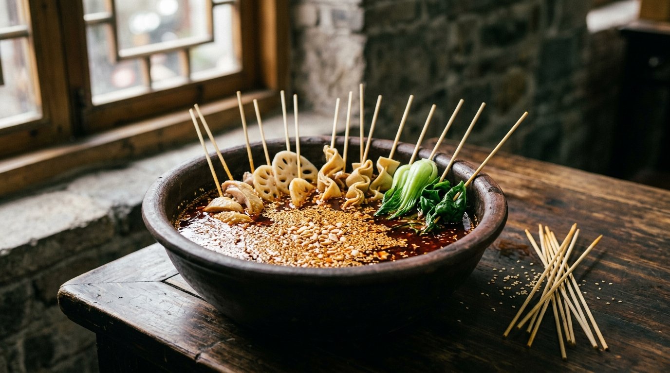 缽缽雞是什麼?樂山冷串串的紅油與藤椒做法——一個孩子數竹籤的夏天